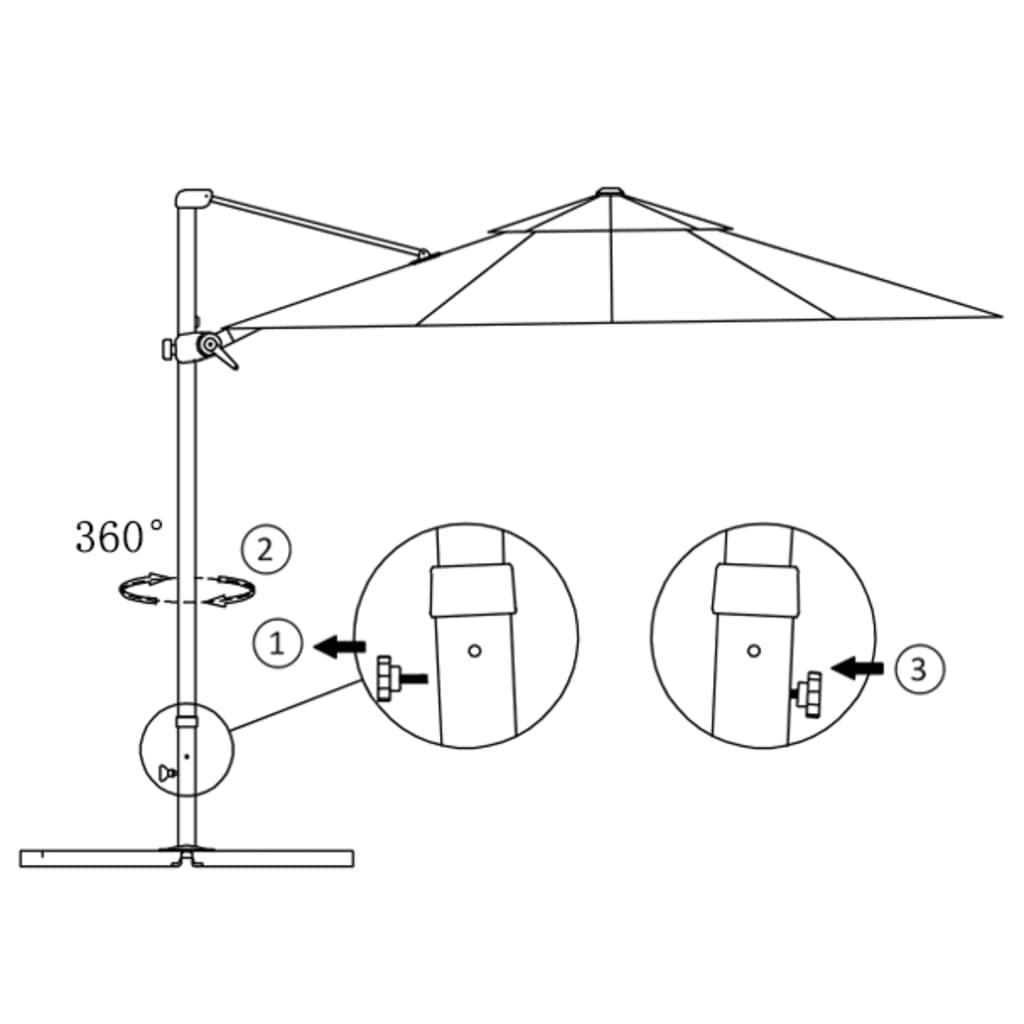 vidaXL Umbrelă suspendată cu stâlp aluminiu, albastru azuriu, 300 cm