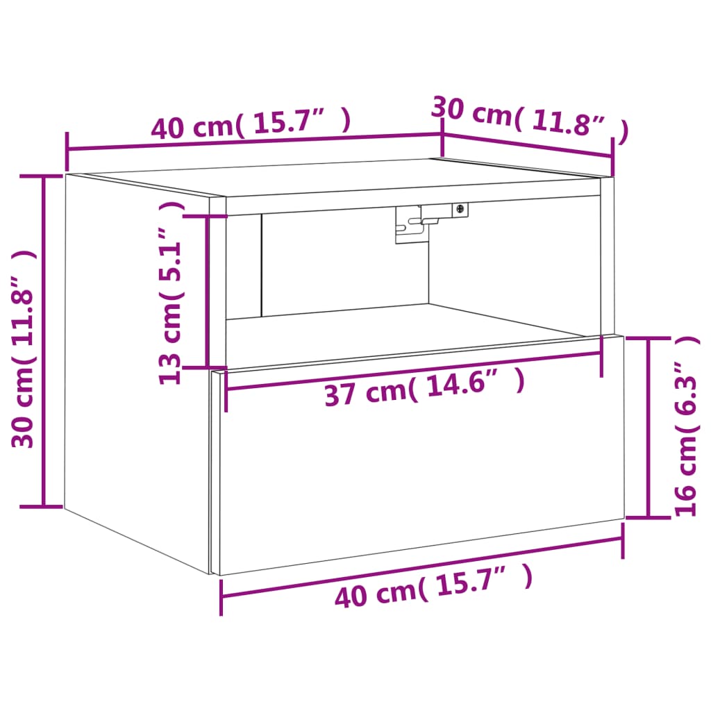 vidaXL Comode TV de perete, 2 buc., negru, 40x30x30 cm, lemn prelucrat