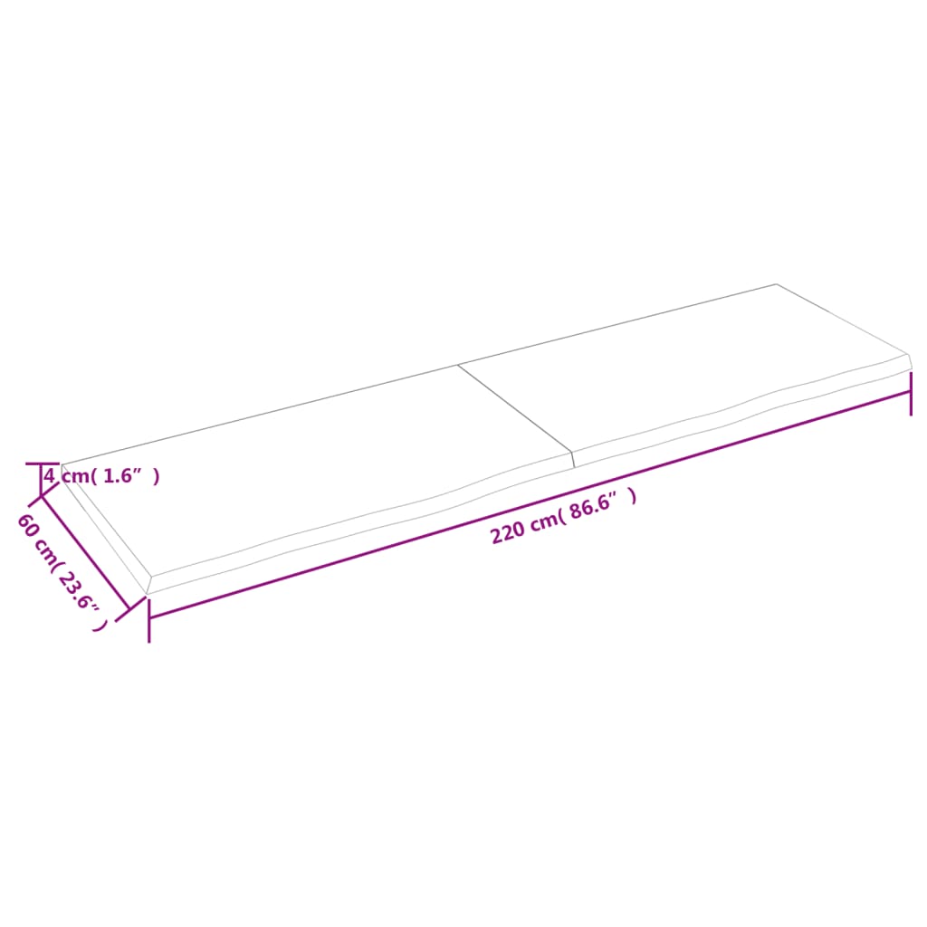 vidaXL Blat de baie, maro deschis, 220x60x4 cm, lemn masiv tratat