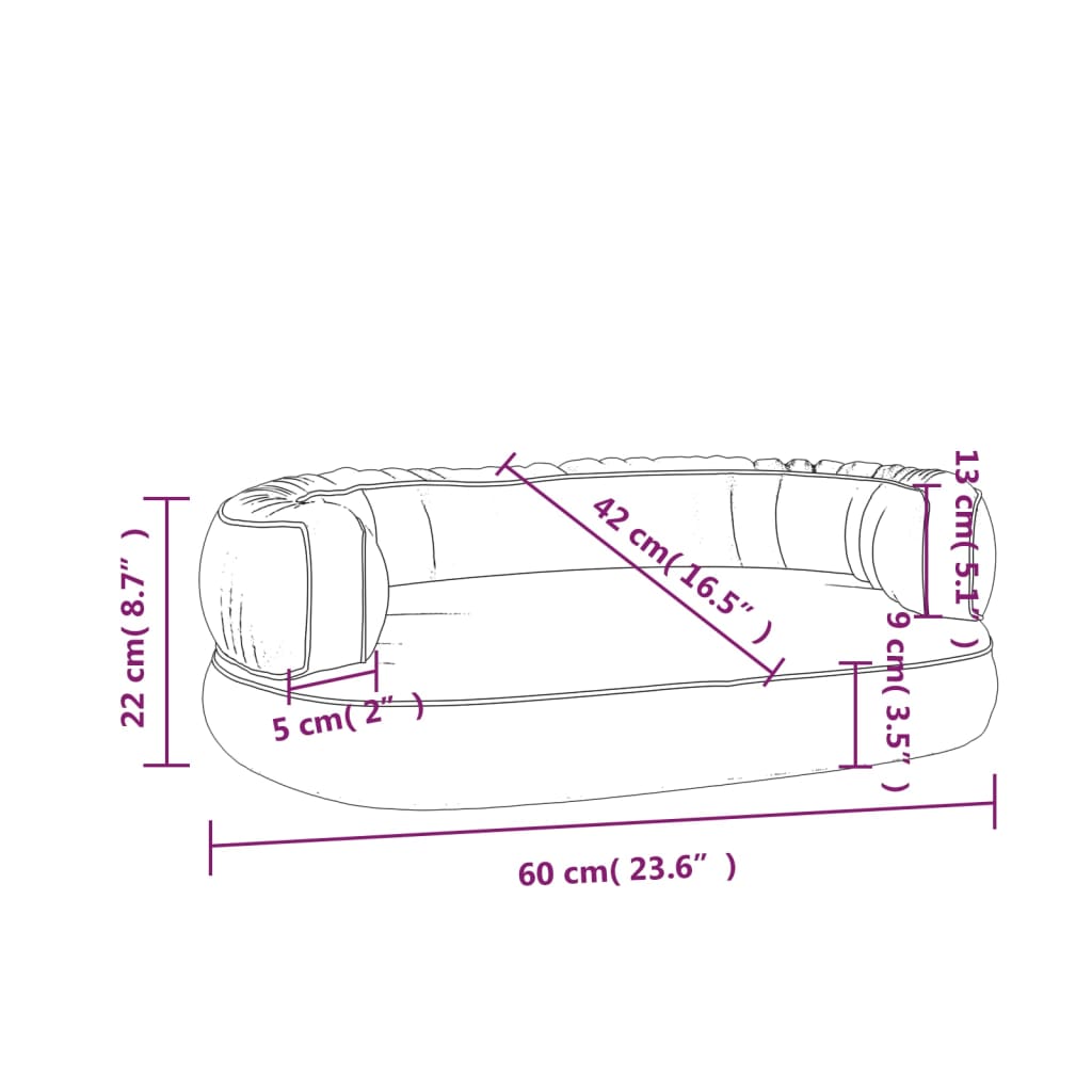 vidaXL Pat pentru câini spumă ergonomică albastru 60x42 cm piele eco