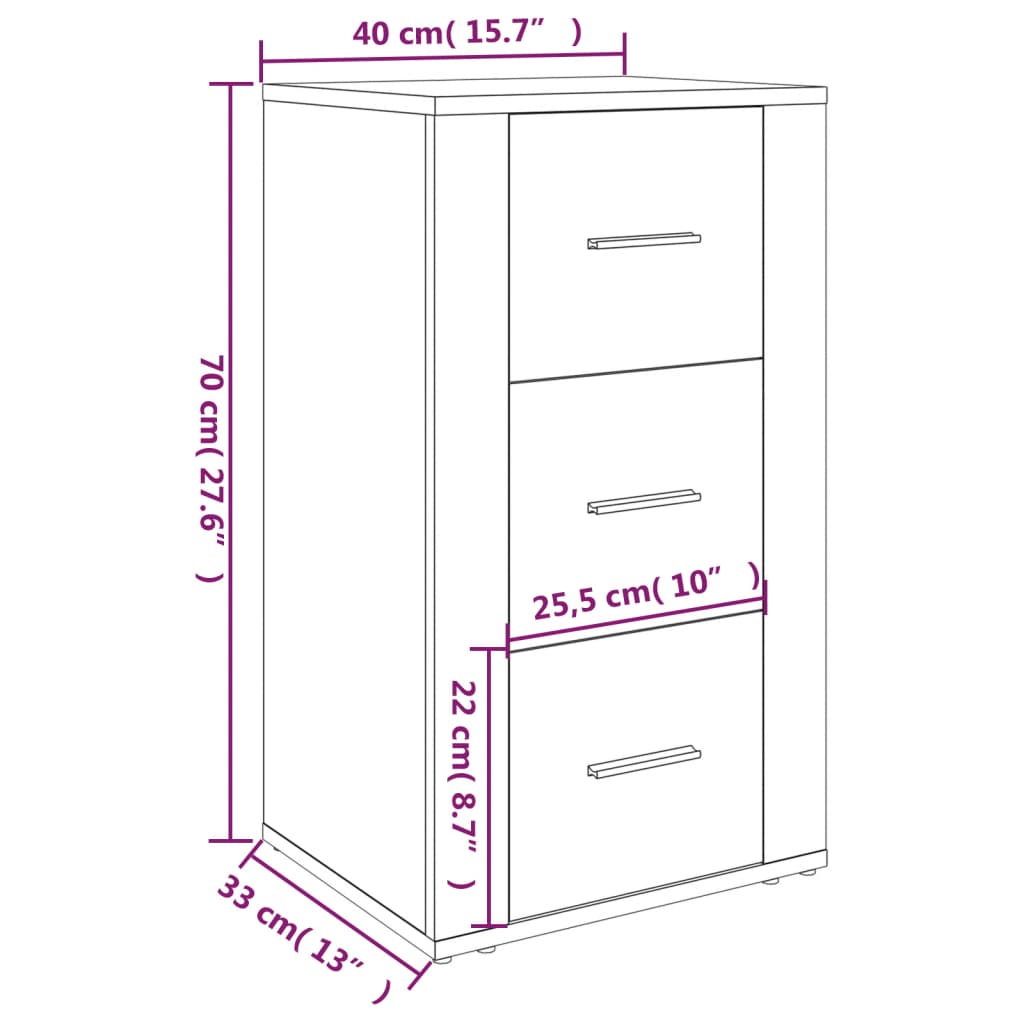 vidaXL Dulap, gri beton, 40x33x70 cm, lemn prelucrat