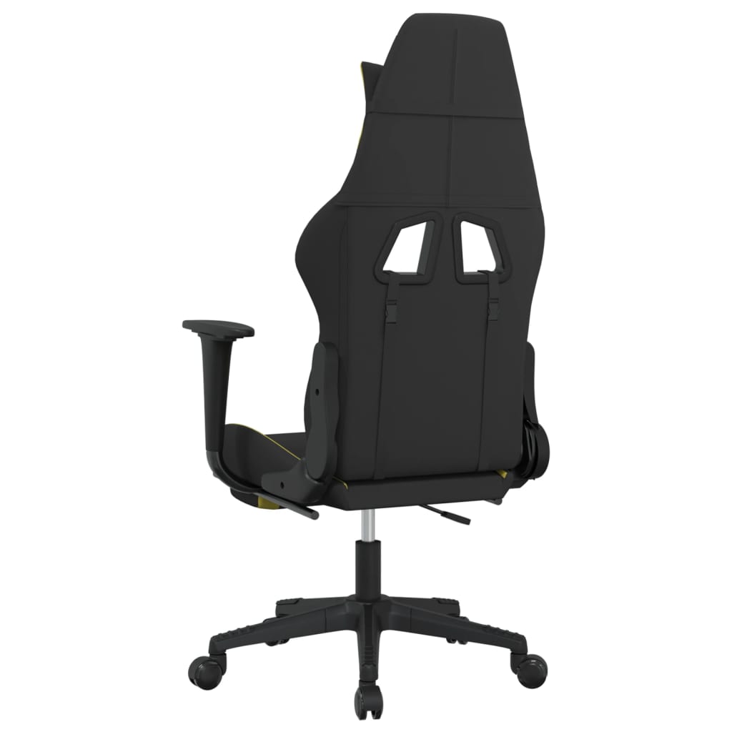 vidaXL Scaun de gaming cu suport picioare, negru/verde deschis, textil