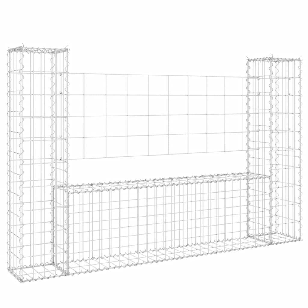 vidaXL Coș de gabion în formă de U, 2 stâlpi, 140x20x100 cm, fier