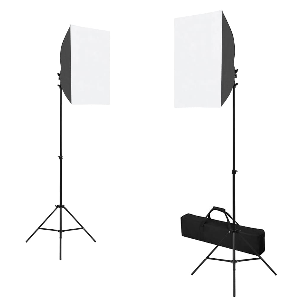 vidaXL Set studio foto cu lumini softbox, fundal și reflector