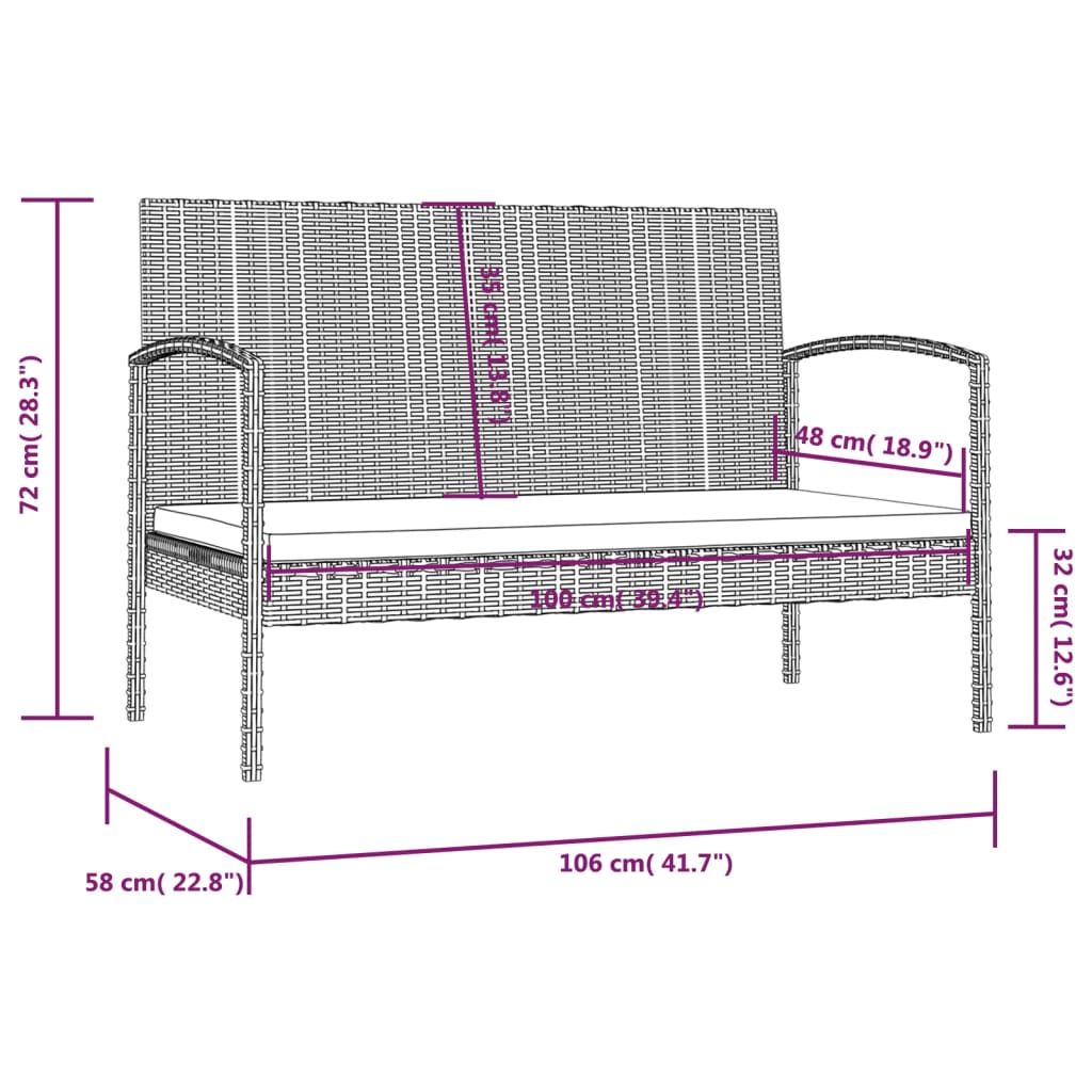 vidaXL Set mobilier de grădină cu perne, 16 piese, gri, poliratan