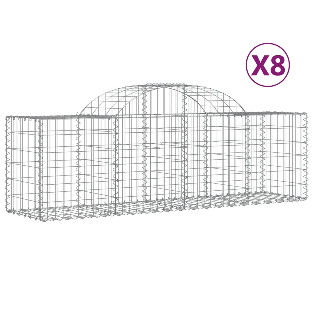 vidaXL Coșuri gabion arcuite 8 buc, 200x50x60/80 cm, fier galvanizat