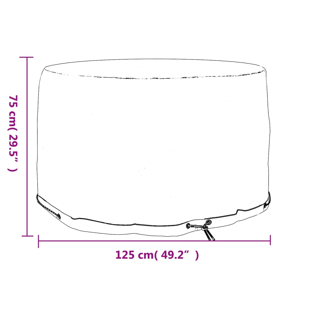 vidaXL Husă mobilier de grădină, 6 ocheți, rotund, Ø125x75 cm