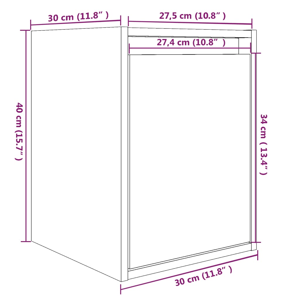 vidaXL Dulapuri de perete 2 buc.negru, 30x30x40 cm, lemn masiv de pin