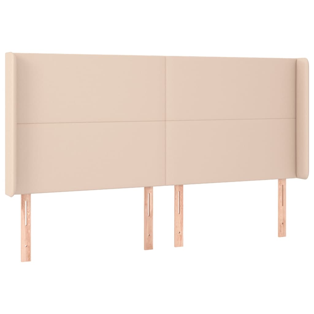 vidaXL Tăblie pat cu aripioare cappuccino 203x16x118/128 cm piele eco