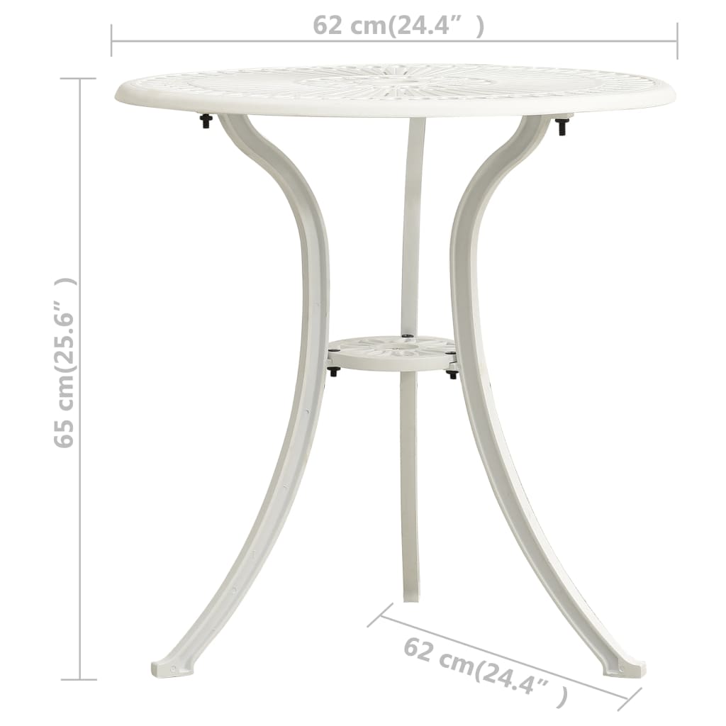 vidaXL Set mobilier bistro, 3 piese, alb, aluminiu turnat