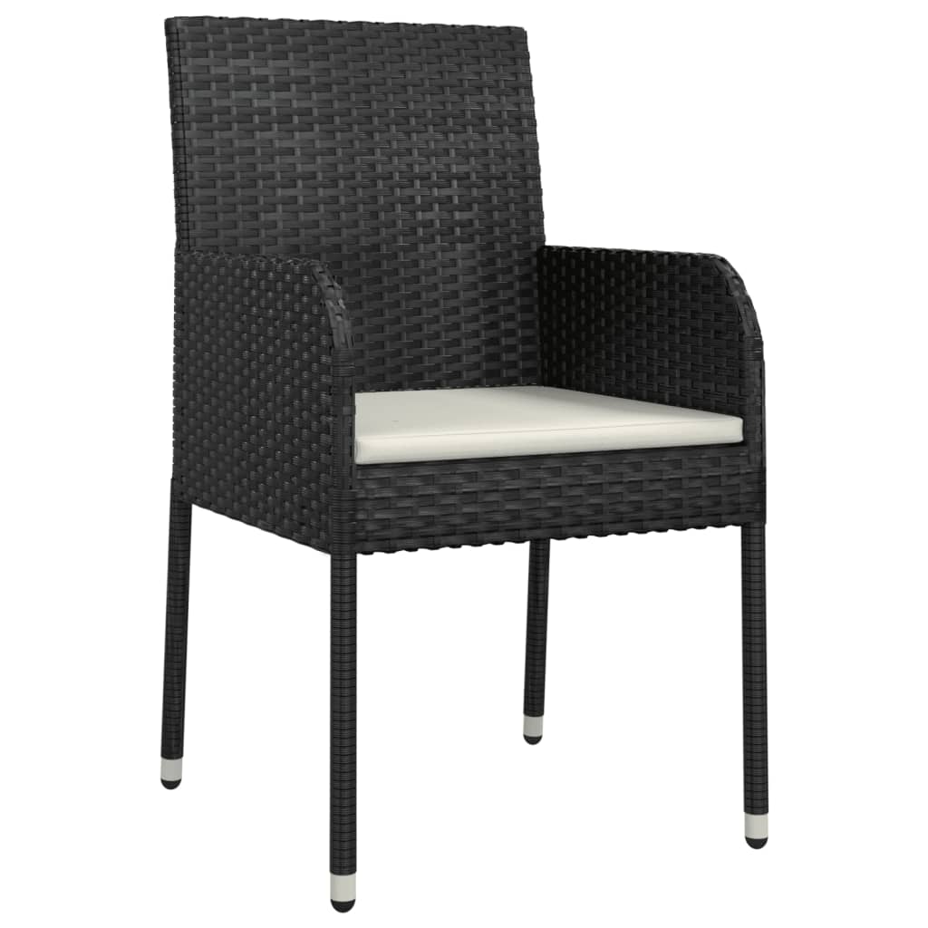 vidaXL Set mobilier de grădină cu perne, 9 piese, negru, poliratan