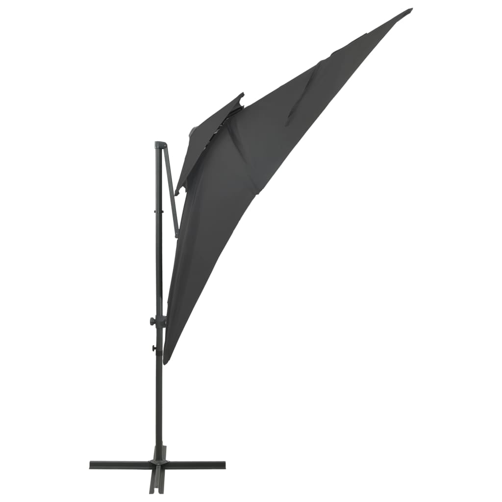 vidaXL Umbrelă suspendată cu înveliș dublu, antracit, 250x250 cm