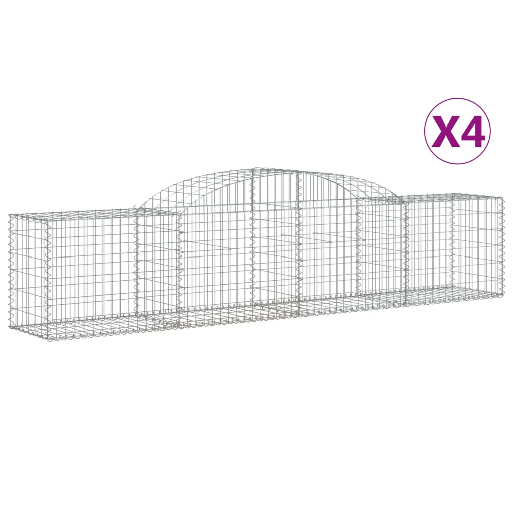 vidaXL Coșuri gabion arcuite 4 buc, 300x50x60/80 cm, fier galvanizat