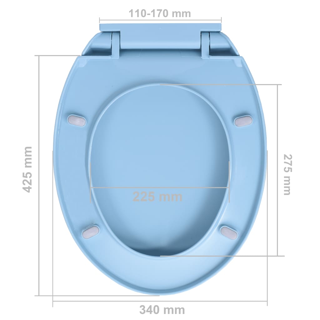 vidaXL Capac WC cu închidere silențioasă, albastru, oval