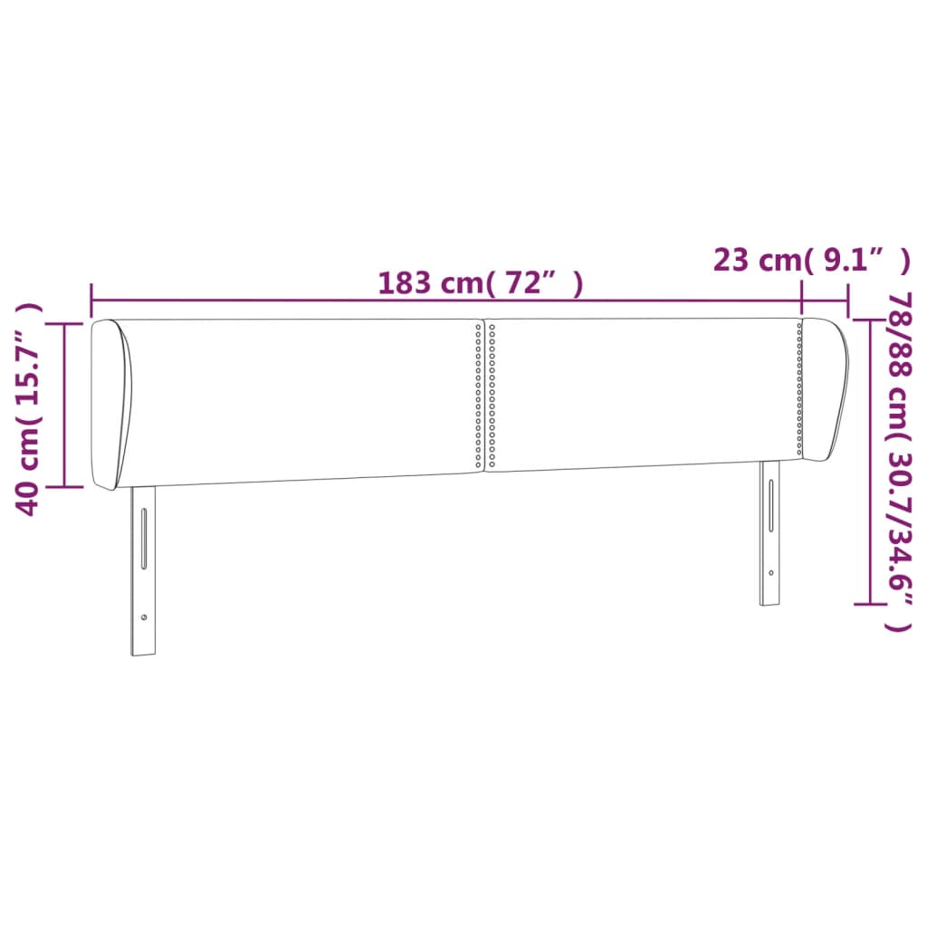 vidaXL Tăblie de pat cu aripioare gri închis 183x23x78/88 cm catifea