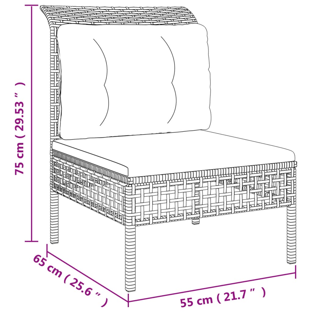 vidaXL Set mobilier de grădină cu perne, 7 piese, gri, poliratan