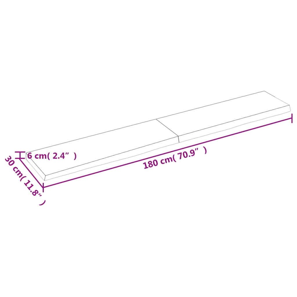 vidaXL Blat de baie, maro închis, 180x30x(2-6) cm, lemn masiv tratat