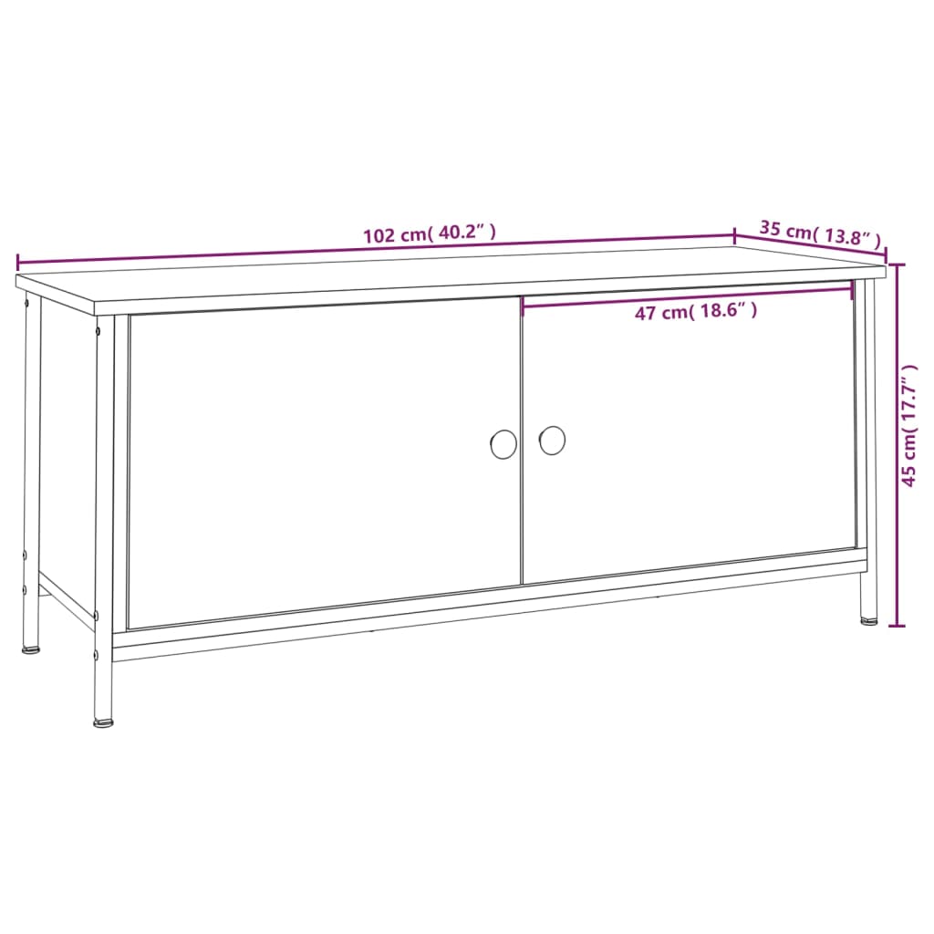 vidaXL Comodă TV cu uși, negru, 102x35x45 cm, lemn prelucrat