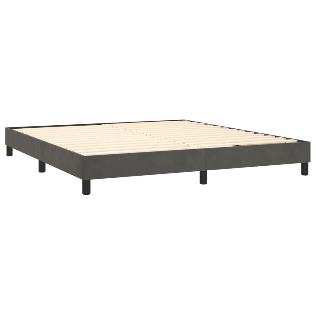 vidaXL Pat box spring cu saltea, gri închis, 180x200 cm, catifea