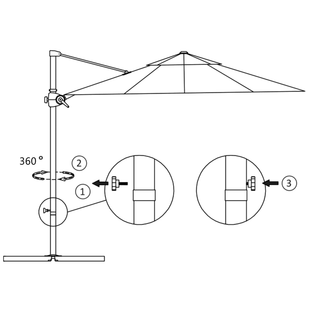 vidaXL Umbrelă suspendată cu stâlp din oțel, verde, 250 x 250 cm