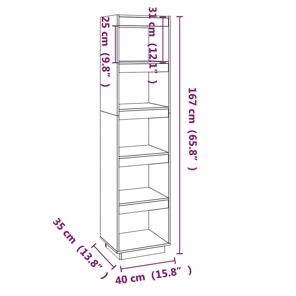 vidaXL Bibliotecă/Separator cameră gri 40x35x167 cm lemn masiv de pin