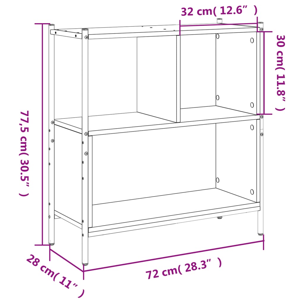 vidaXL Bibliotecă, stejar maro, 72x28x77,5 cm, lemn prelucrat