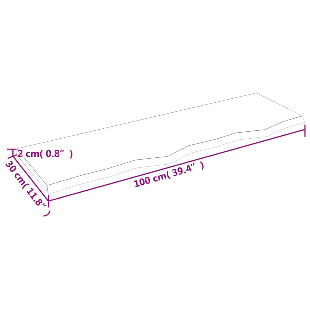 vidaXL Blat de baie, maro deschis, 100x30x2 cm, lemn masiv tratat