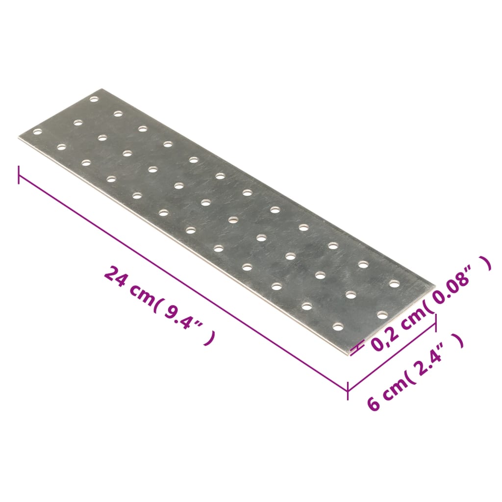 vidaXL Plăci perforate, 40 buc., 2 mm, 240x60 mm, oțel galvanizat