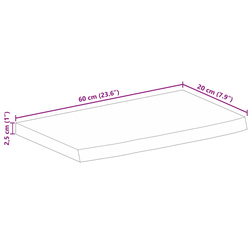 vidaXL Blat de masă contur organic 60x20x2,5 cm lemn masiv de mango