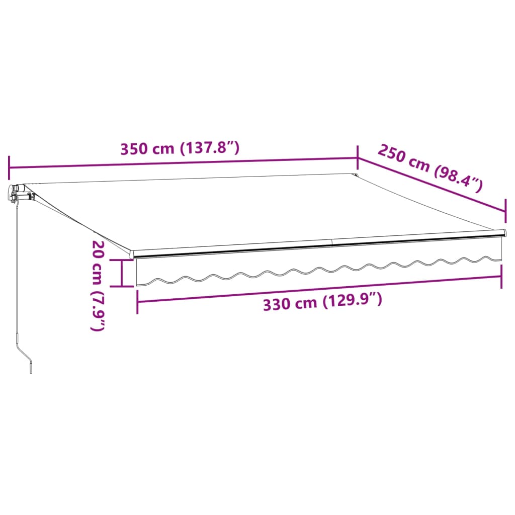 vidaXL Copertină retractabilă manual, antracit/alb, 350x250 cm