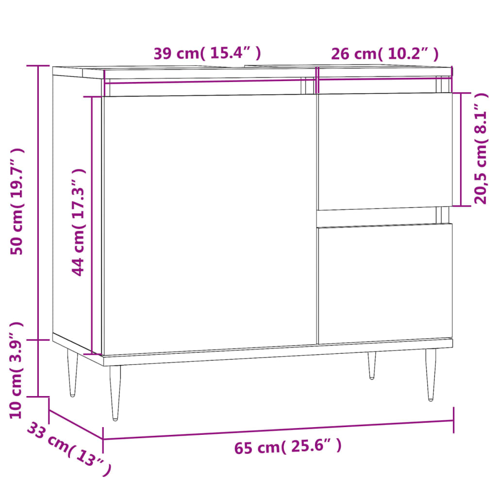 vidaXL Dulap de baie, alb, 65x33x60 cm, lemn prelucrat