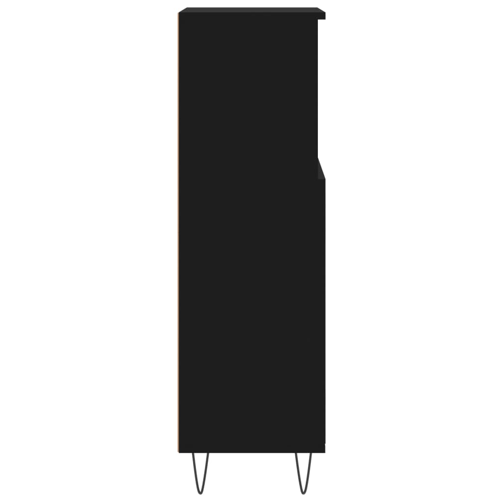 vidaXL Dulap de baie, negru, 30x30x100 cm, lemn prelucrat