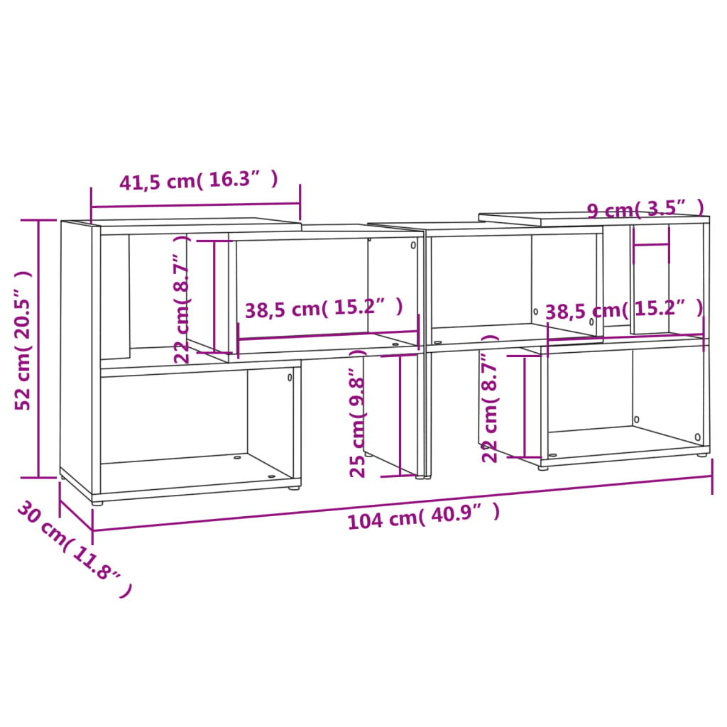 vidaXL Comodă TV, negru extralucios, 104x30x52 cm, PAL