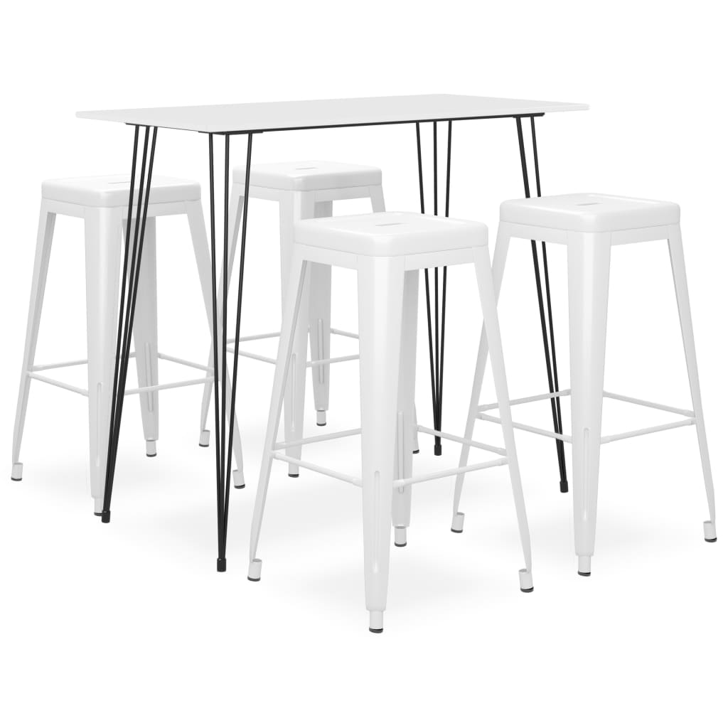 vidaXL Set mobilier de bar, 5 piese, alb