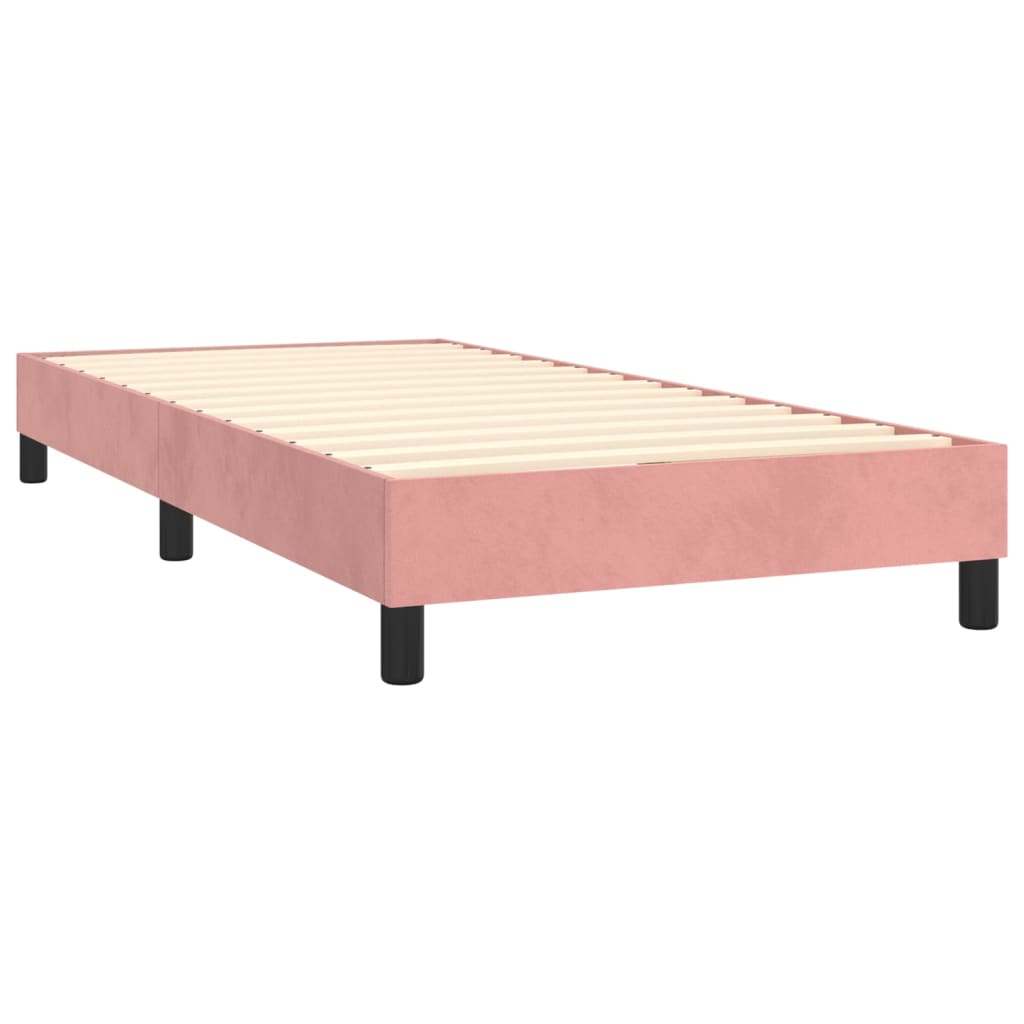 vidaXL Pat box spring cu saltea, roz, 100x200 cm, catifea