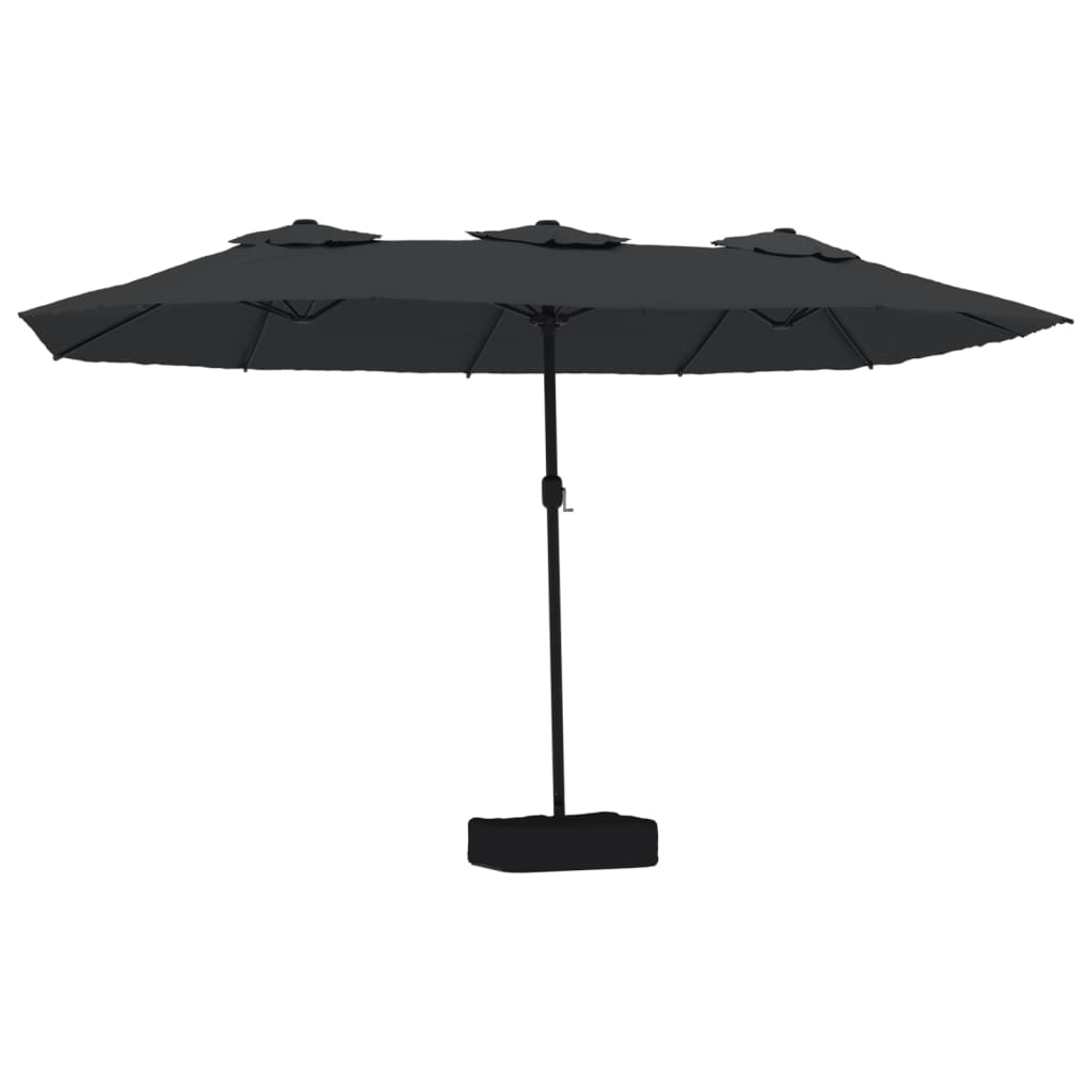 vidaXL Umbrelă de grădină cu două capete/LED-uri, negru, 449x245 cm