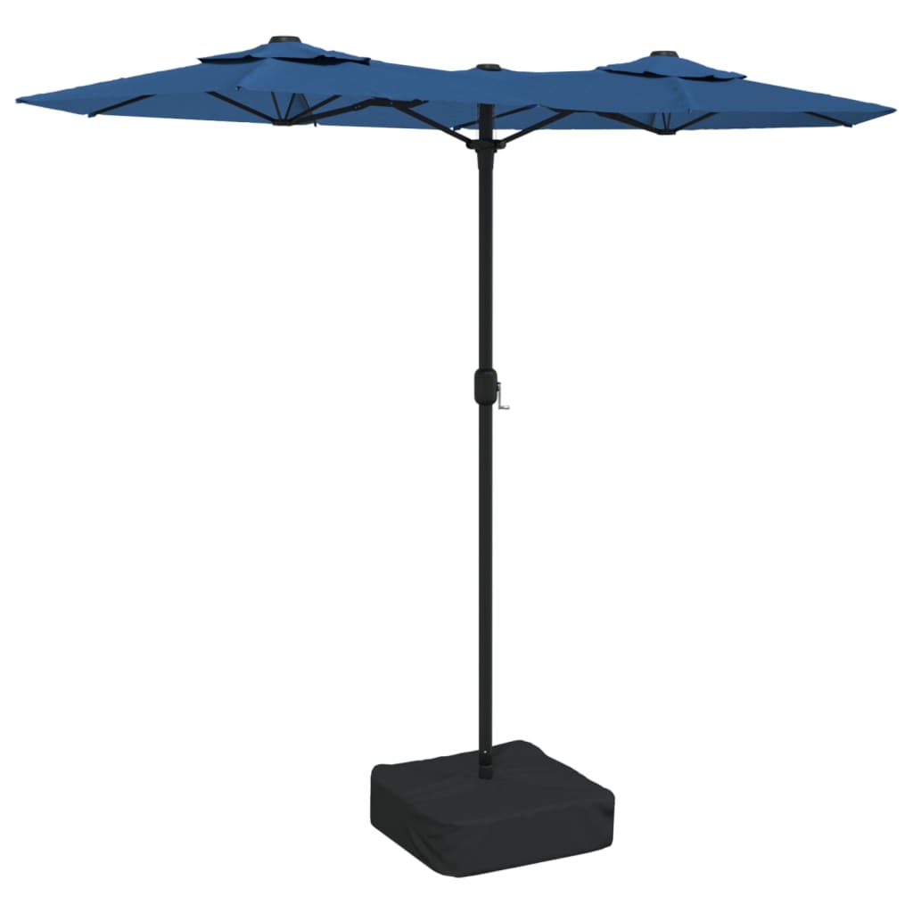 vidaXL Umbrelă de soare cu două capete cu LED-uri albastru 316x240 cm