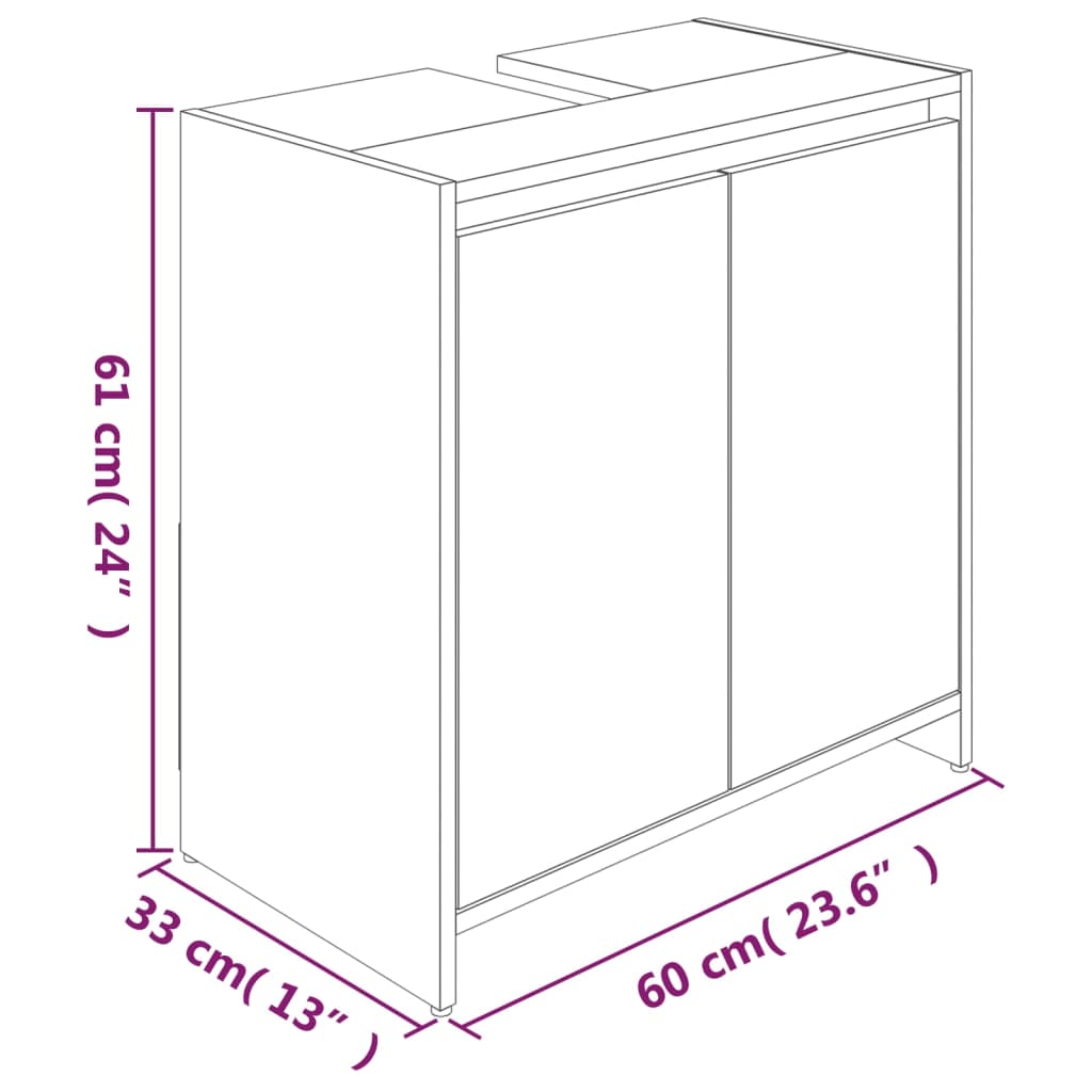 vidaXL Dulap de baie, gri sonoma, 60x33x61 cm, lemn prelucrat