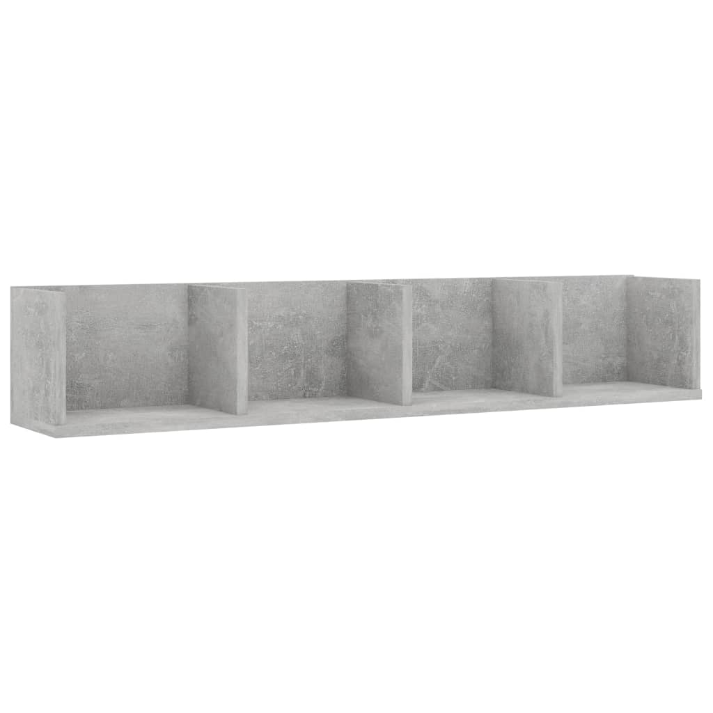 vidaXL Raft de perete CD-uri, gri beton, 100x18x18 cm, lemn prelucrat