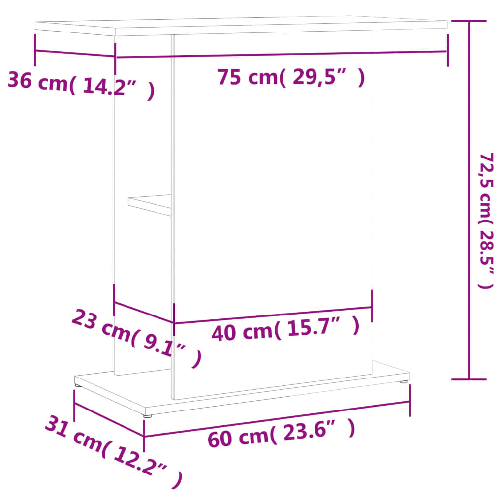 vidaXL Suport acvariu, gri beton, 75x36x72,5 cm, lemn prelucrat