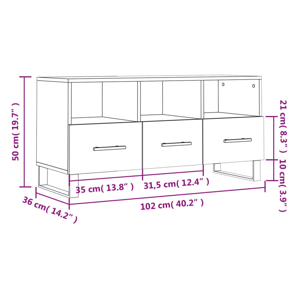 vidaXL Dulap TV stejar sonoma, 102x36x50 cm, lemn prelucrat