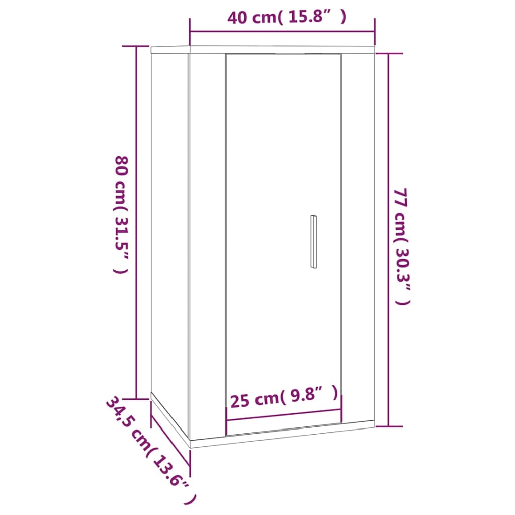 vidaXL Dulap TV montat pe perete, negru, 40x34,5x80 cm