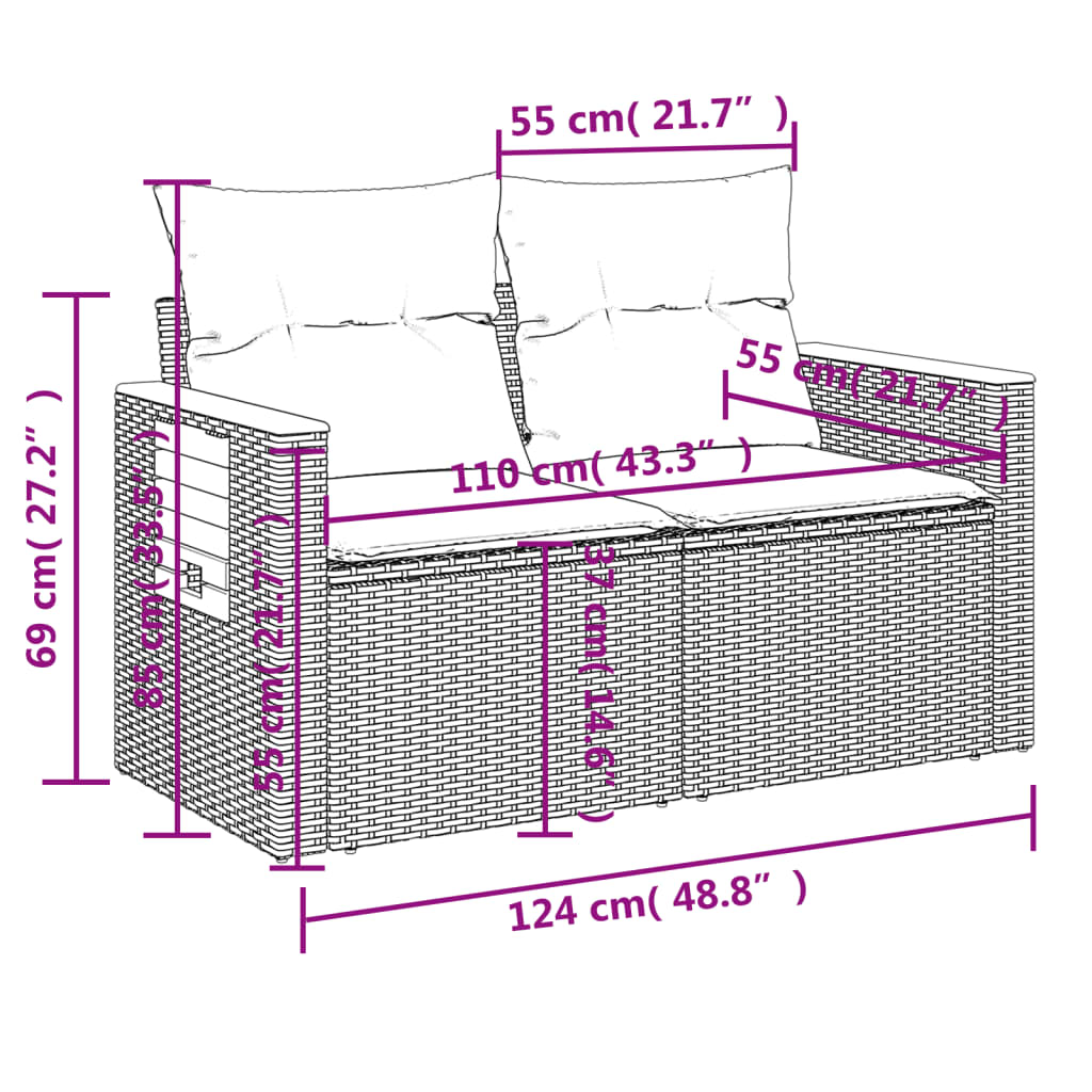 vidaXL Set mobilier de grădină cu perne, 5 piese, negru, poliratan