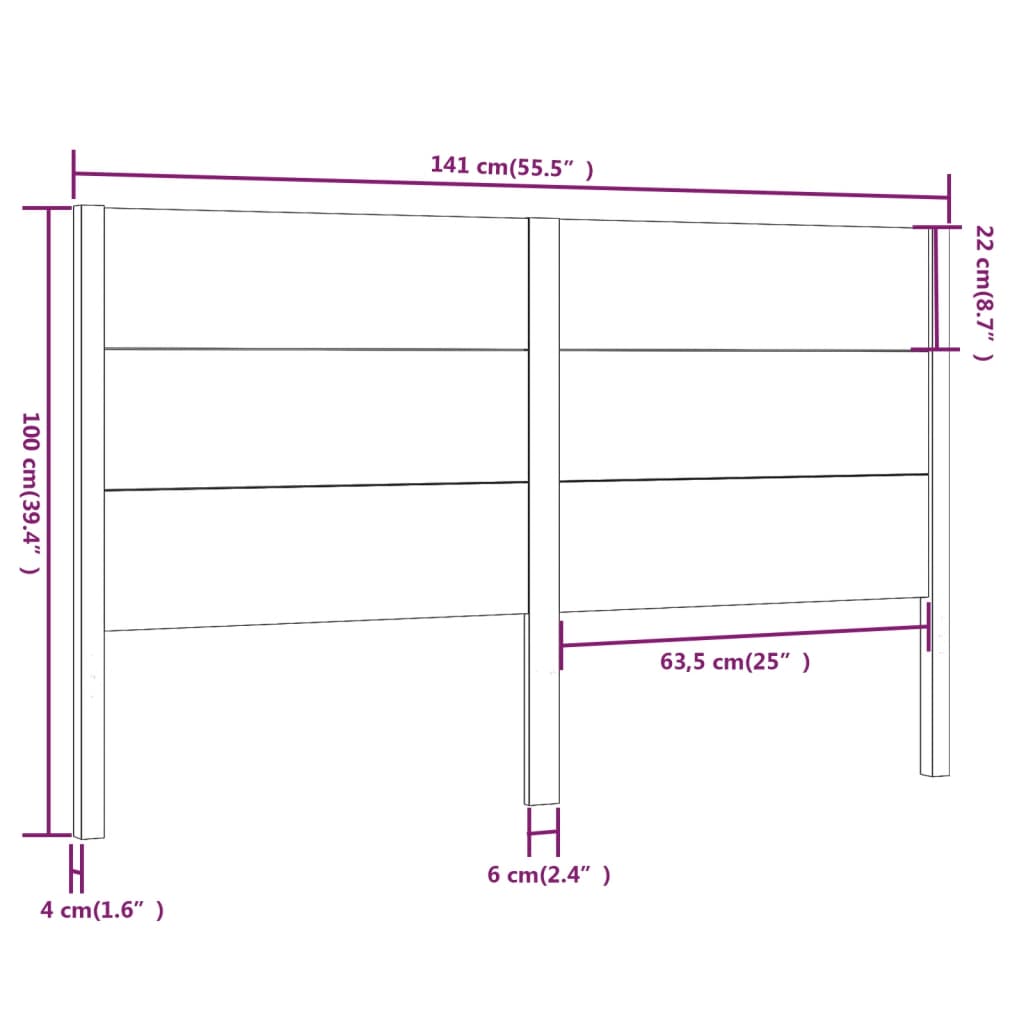 vidaXL Tăblie de pat, alb, 141x4x100 cm, lemn masiv de pin