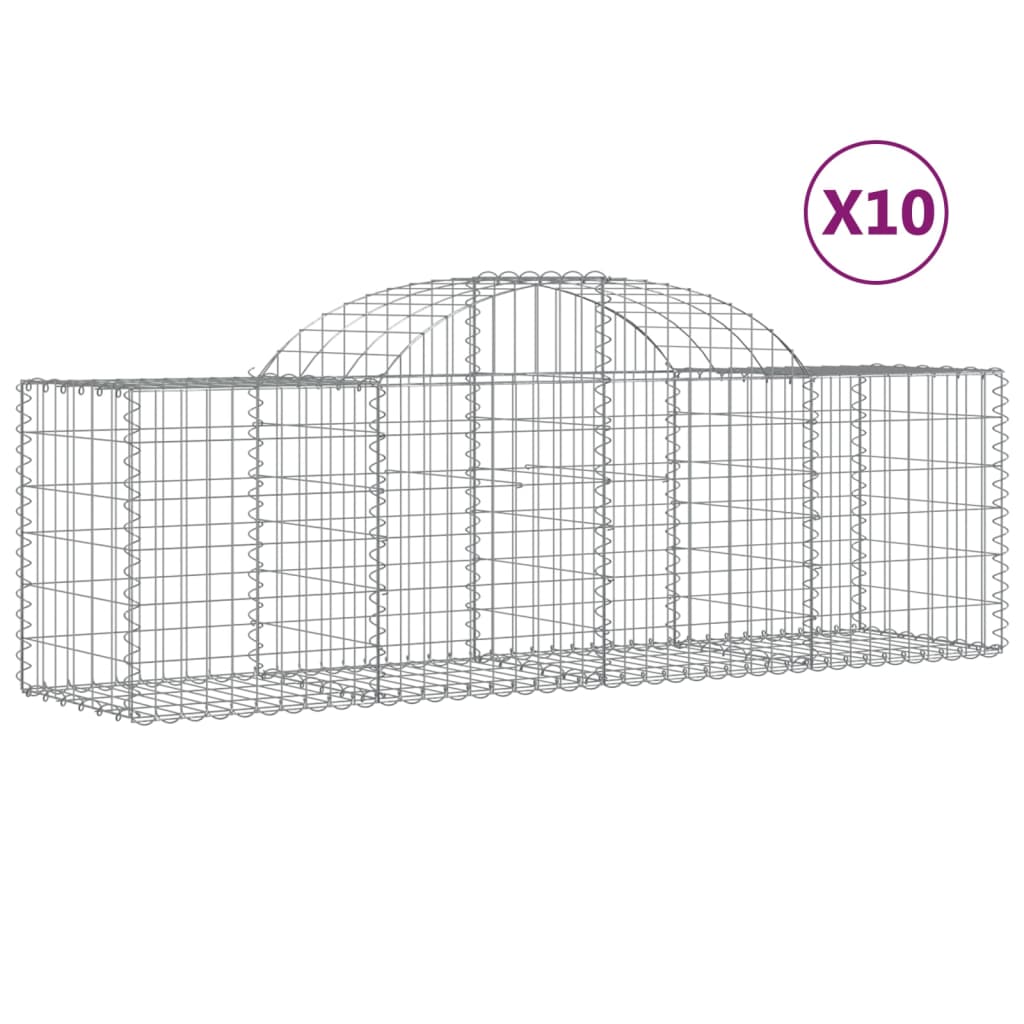 vidaXL Coșuri gabion arcuite 10 buc, 200x50x60/80 cm, fier galvanizat