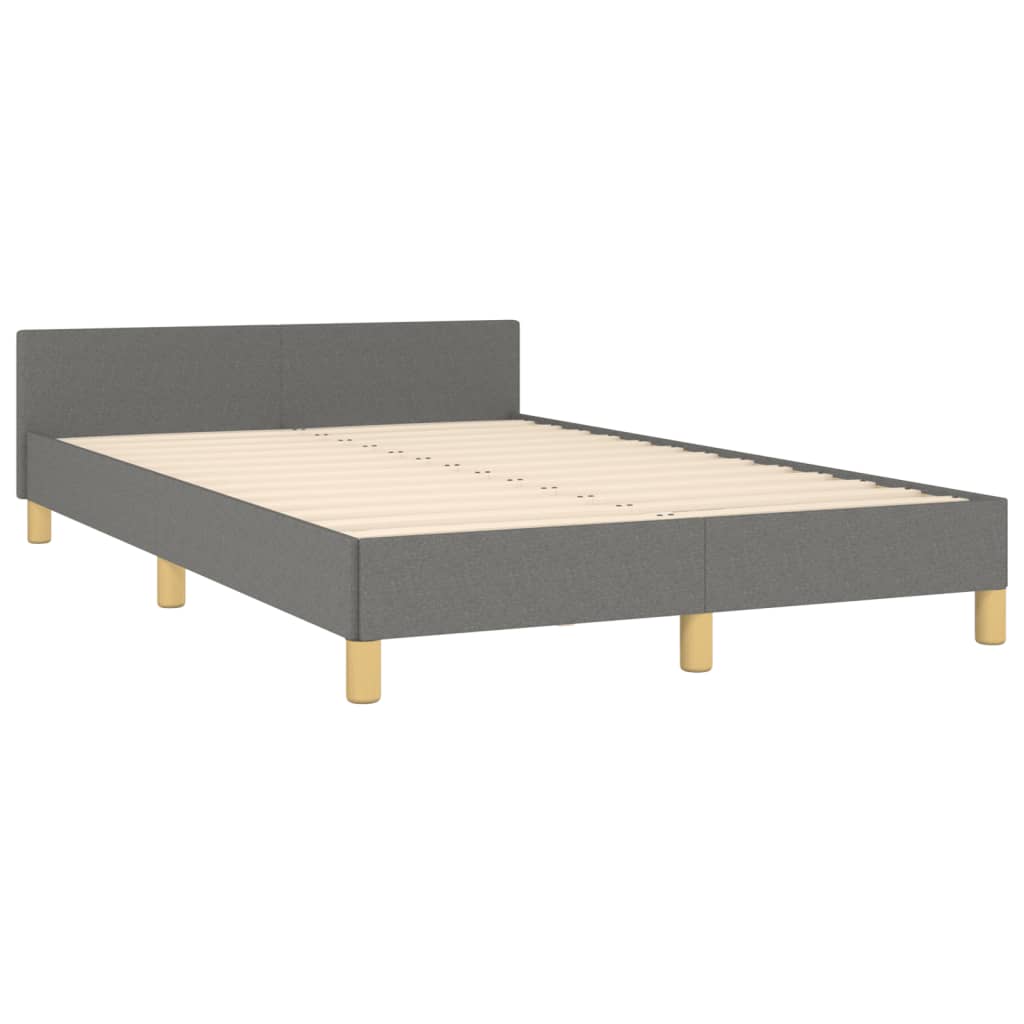 vidaXL Cadru de pat cu tăblie, gri închis, 120x190 cm, material textil