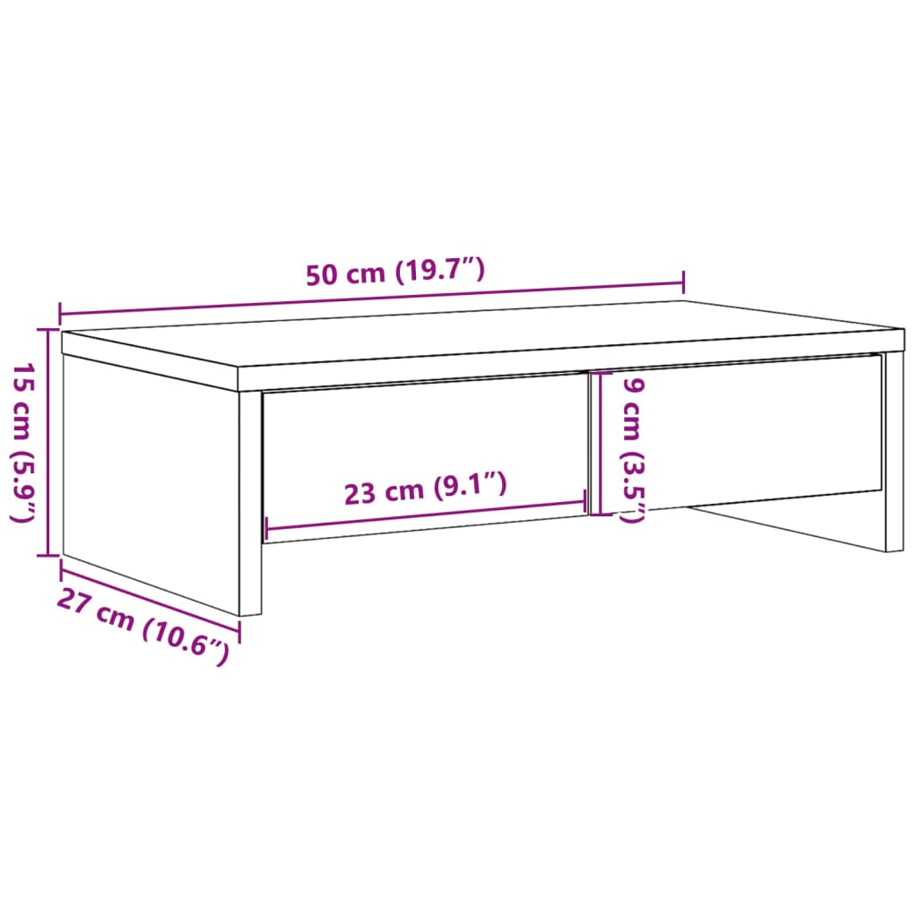 vidaXL Suport monitor cu sertare lemn vechi 50x27x15 cm lemn prelucrat