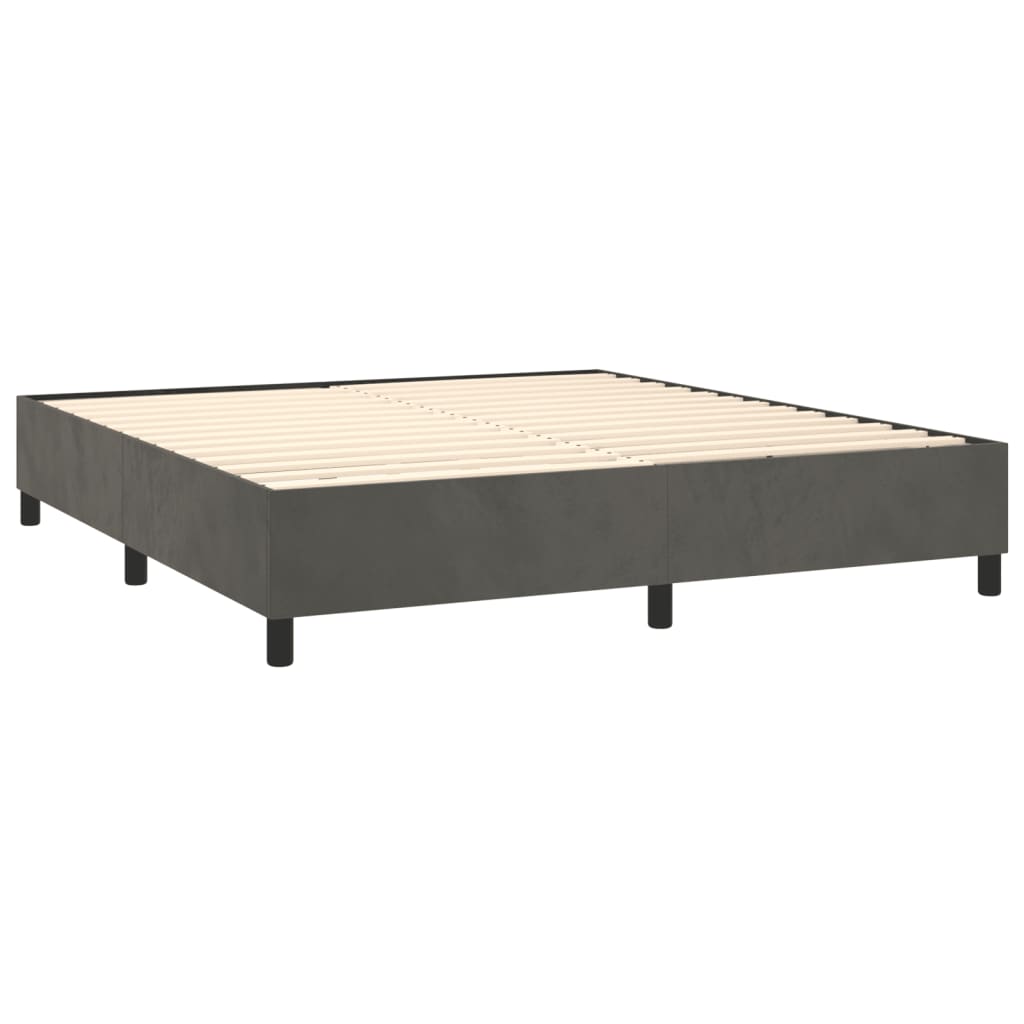 vidaXL Pat box spring cu saltea, gri închis, 160x200 cm, catifea