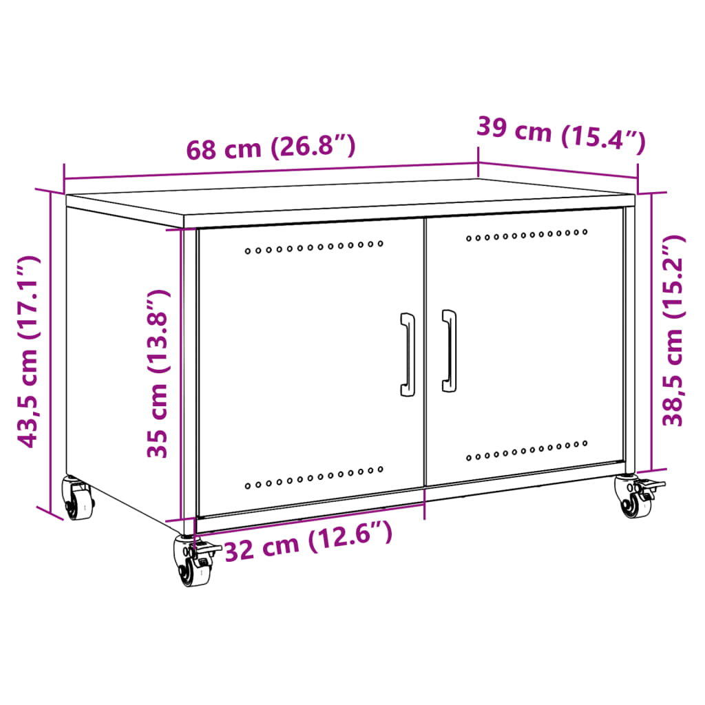 vidaXL Dulap TV, roz, 68x39x43,5 cm, oțel