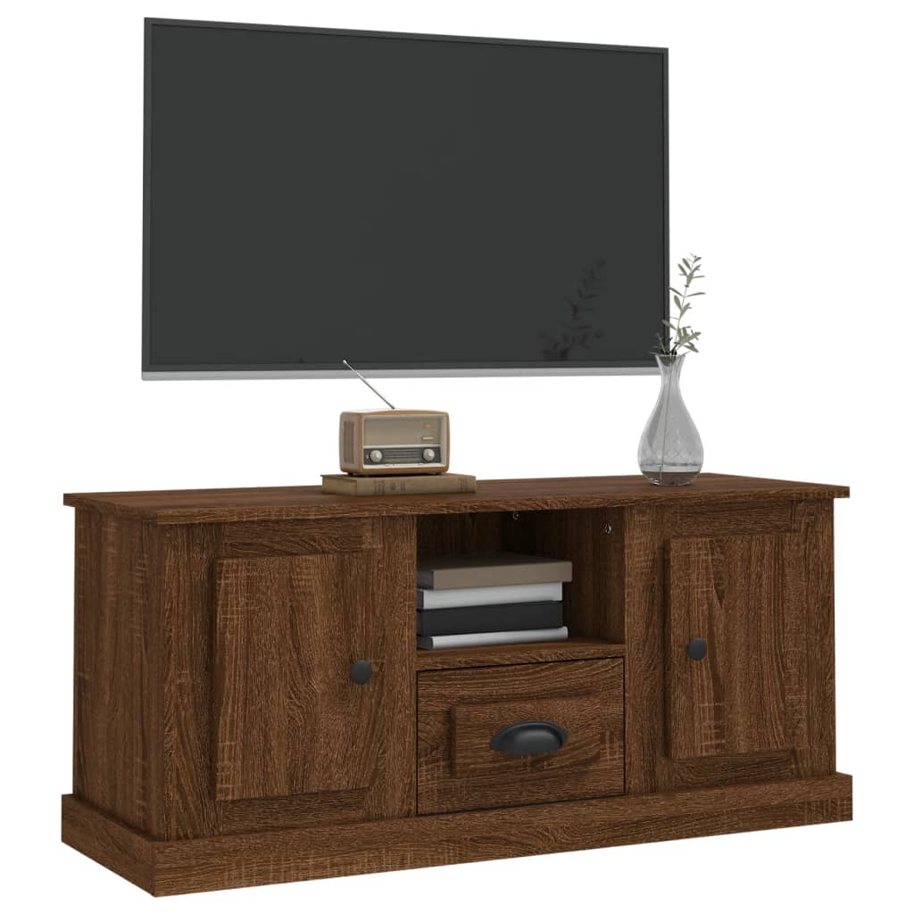 vidaXL Comodă TV, stejar maro, 100x35,5x45 cm, lemn prelucrat